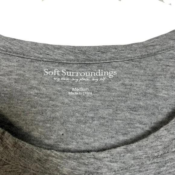 Soft Surroundings Women's Top Medium Gray 3/4 Sleeve Tunic Minimalist (3068) - Picture 3 of 6